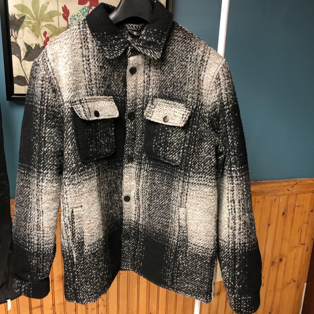 H&M Black and Grey Wool Jacket